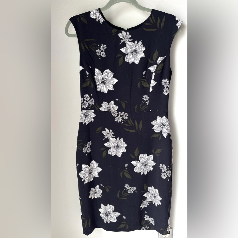 Banana Republic Black Floral Sleeveless Sheath Dress | Size 6 | Excellent Condit